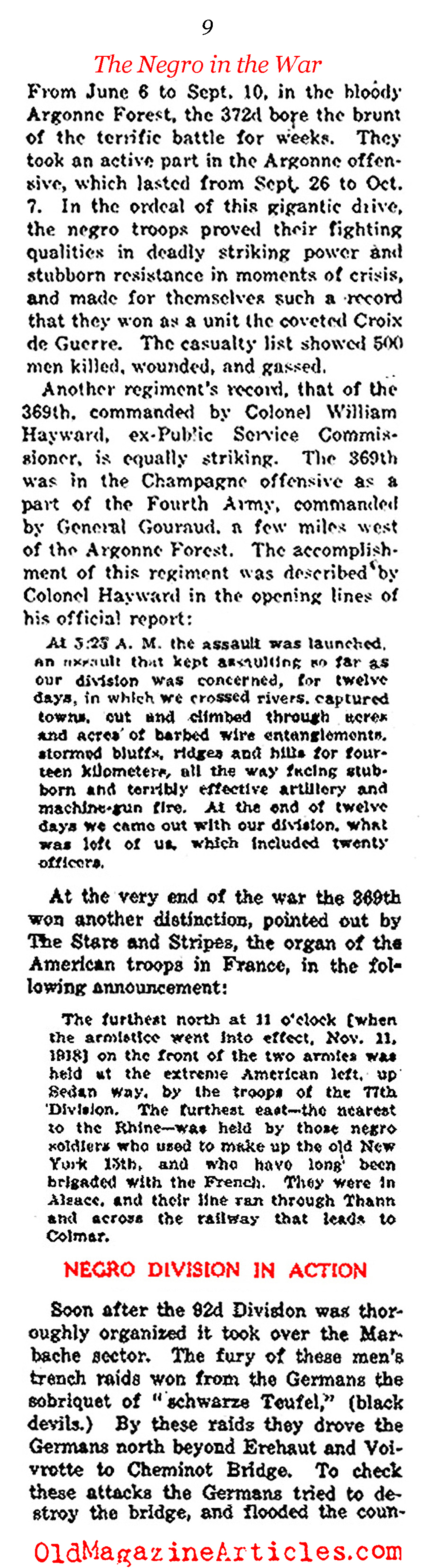 'The Negro in the War' (NY  Times, 1919)