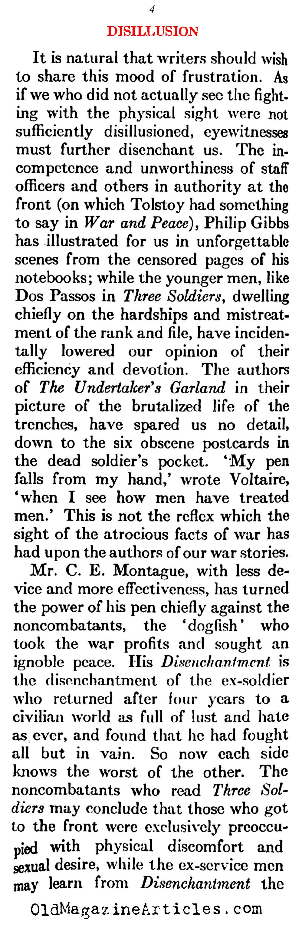 The Pessimism That Followed W.W. I   (Atlantic Monthly, 1923)