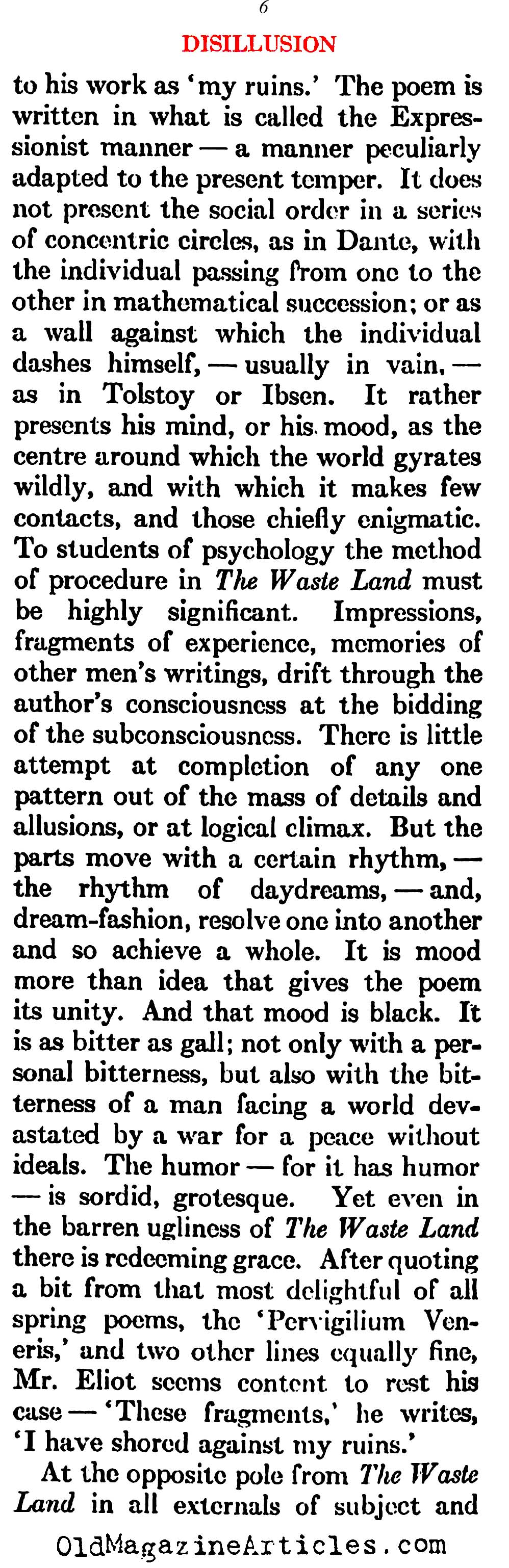 The Pessimism That Followed W.W. I   (Atlantic Monthly, 1923)