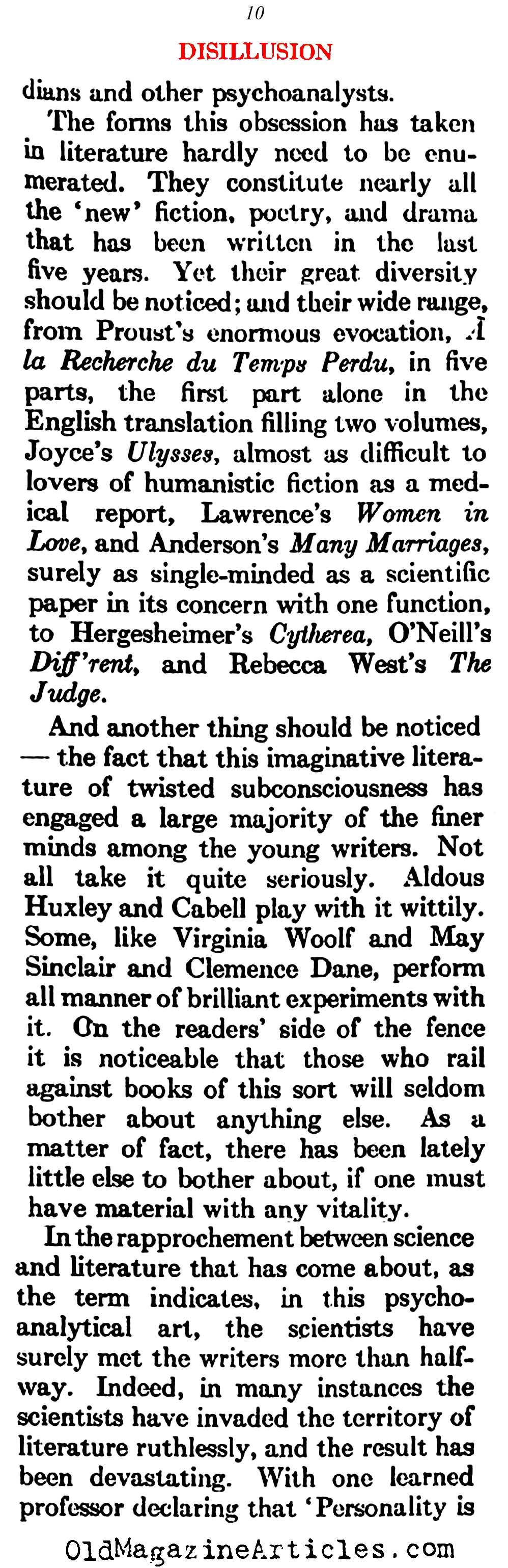 The Pessimism That Followed W.W. I   (Atlantic Monthly, 1923)