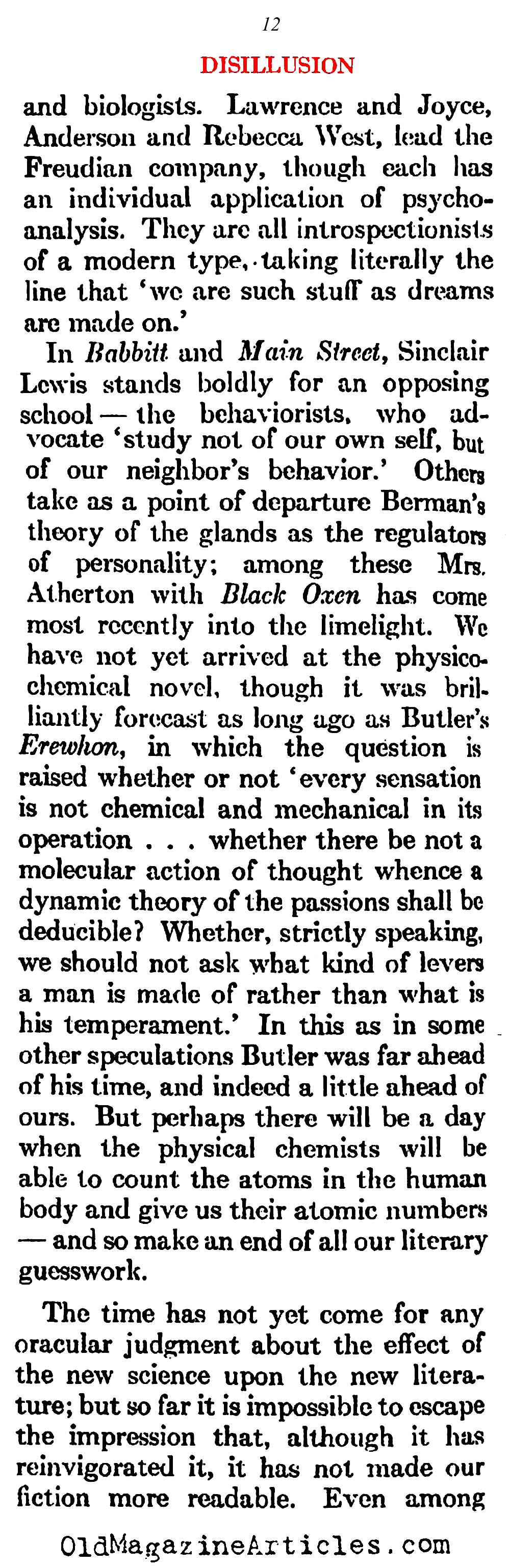 The Pessimism That Followed W.W. I   (Atlantic Monthly, 1923)