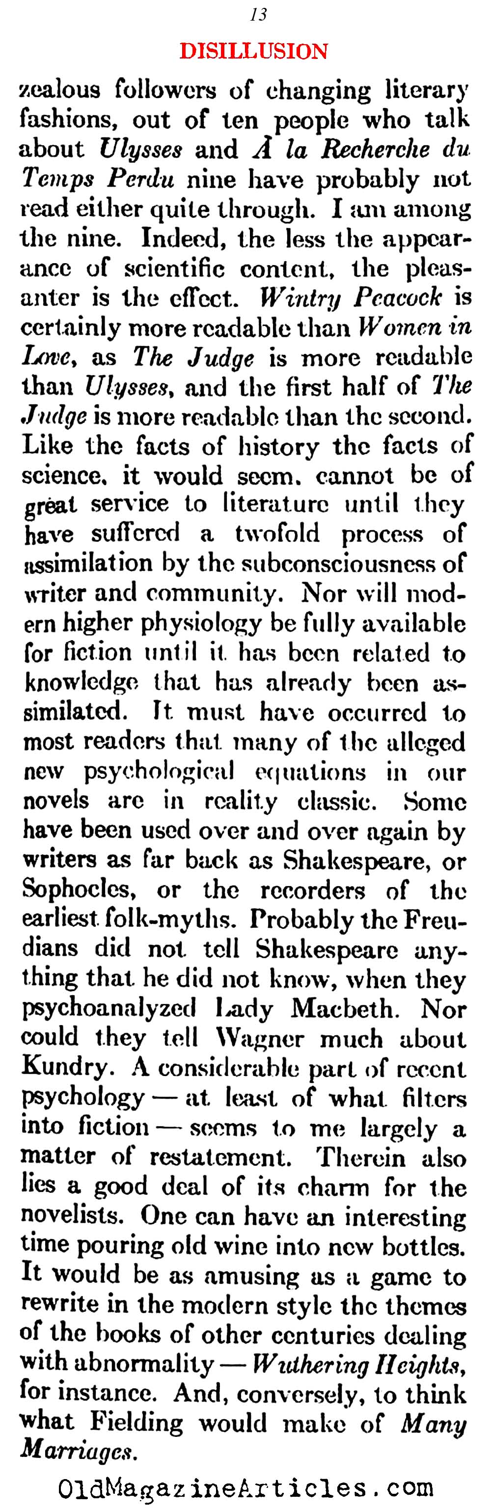 The Pessimism That Followed W.W. I   (Atlantic Monthly, 1923)