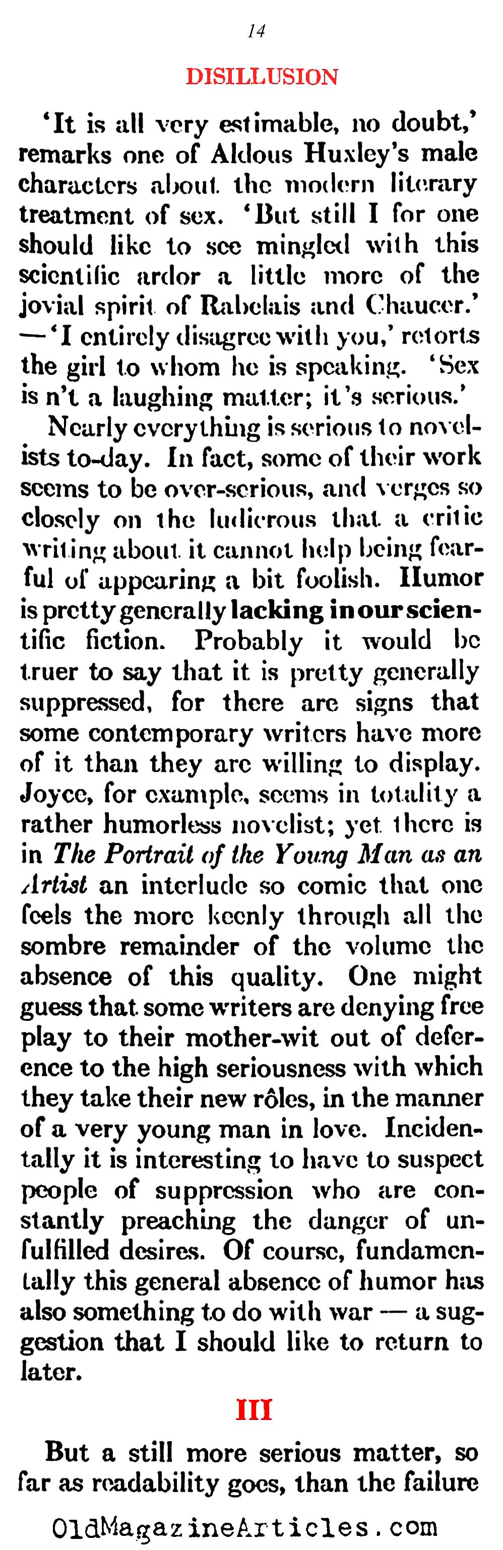 The Pessimism That Followed W.W. I   (Atlantic Monthly, 1923)