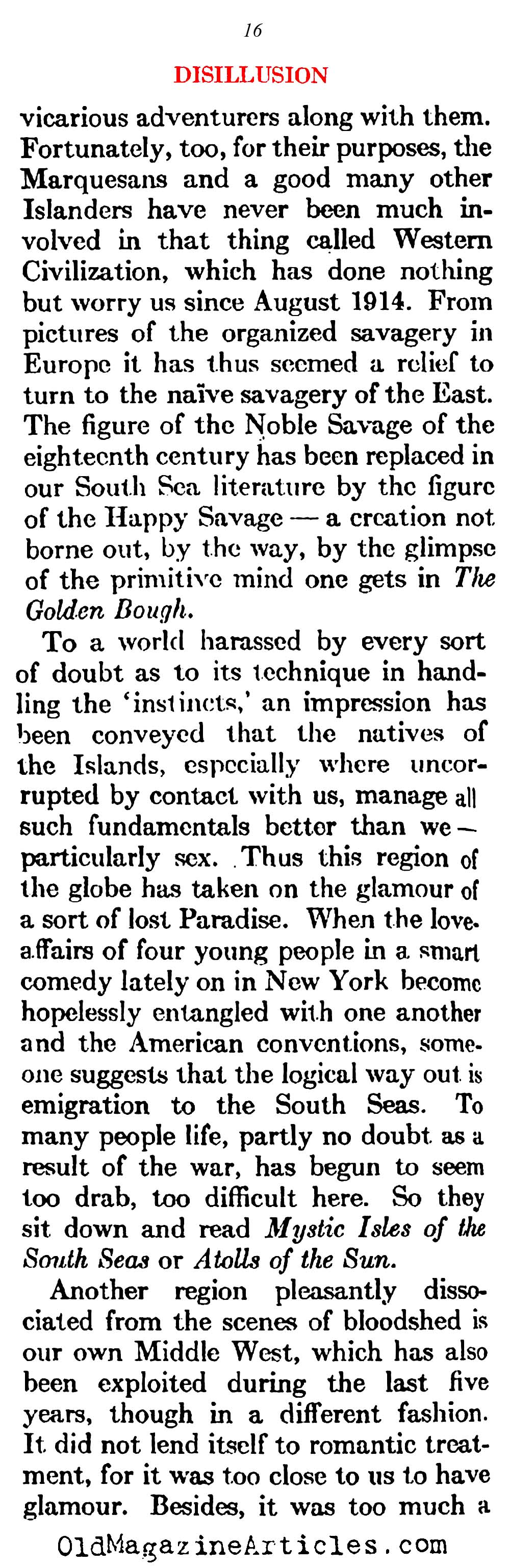 The Pessimism That Followed W.W. I   (Atlantic Monthly, 1923)