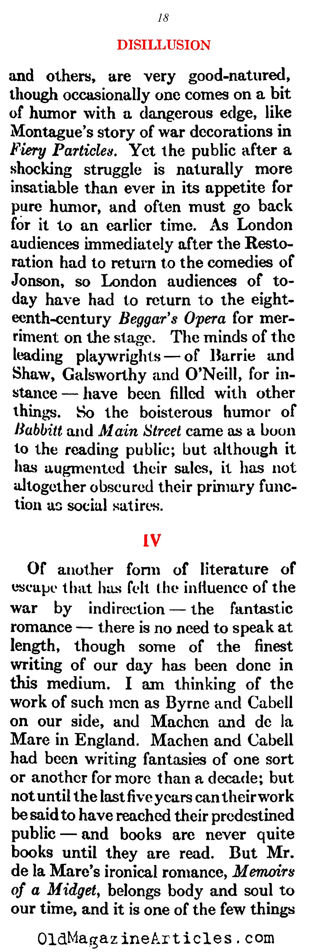 The Pessimism That Followed W.W. I   (Atlantic Monthly, 1923)