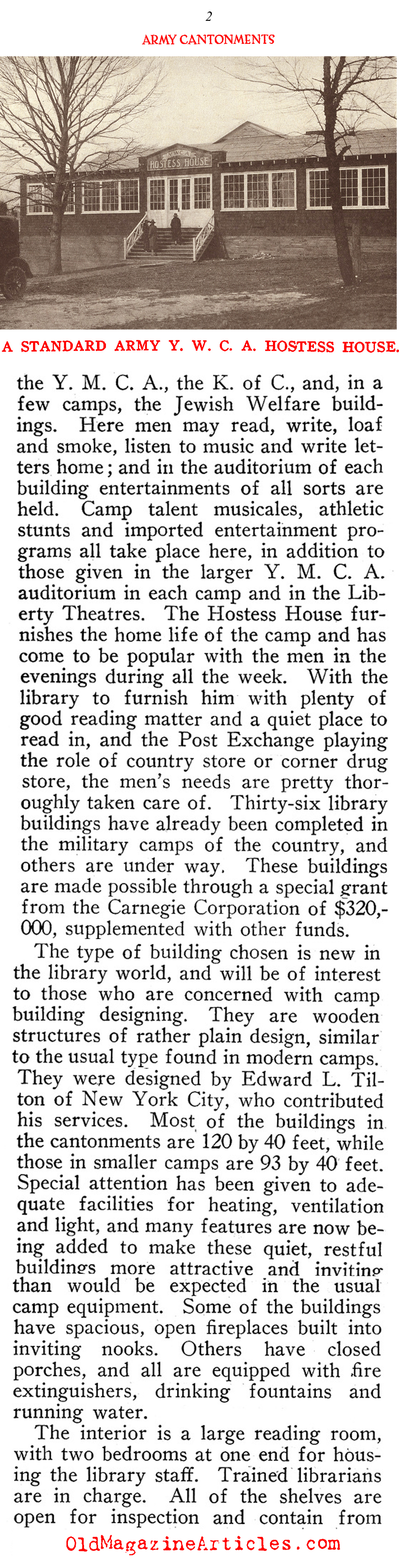 Relief Agency Structures on U.S. Army Camp Grounds (Architectural Record, 1918)