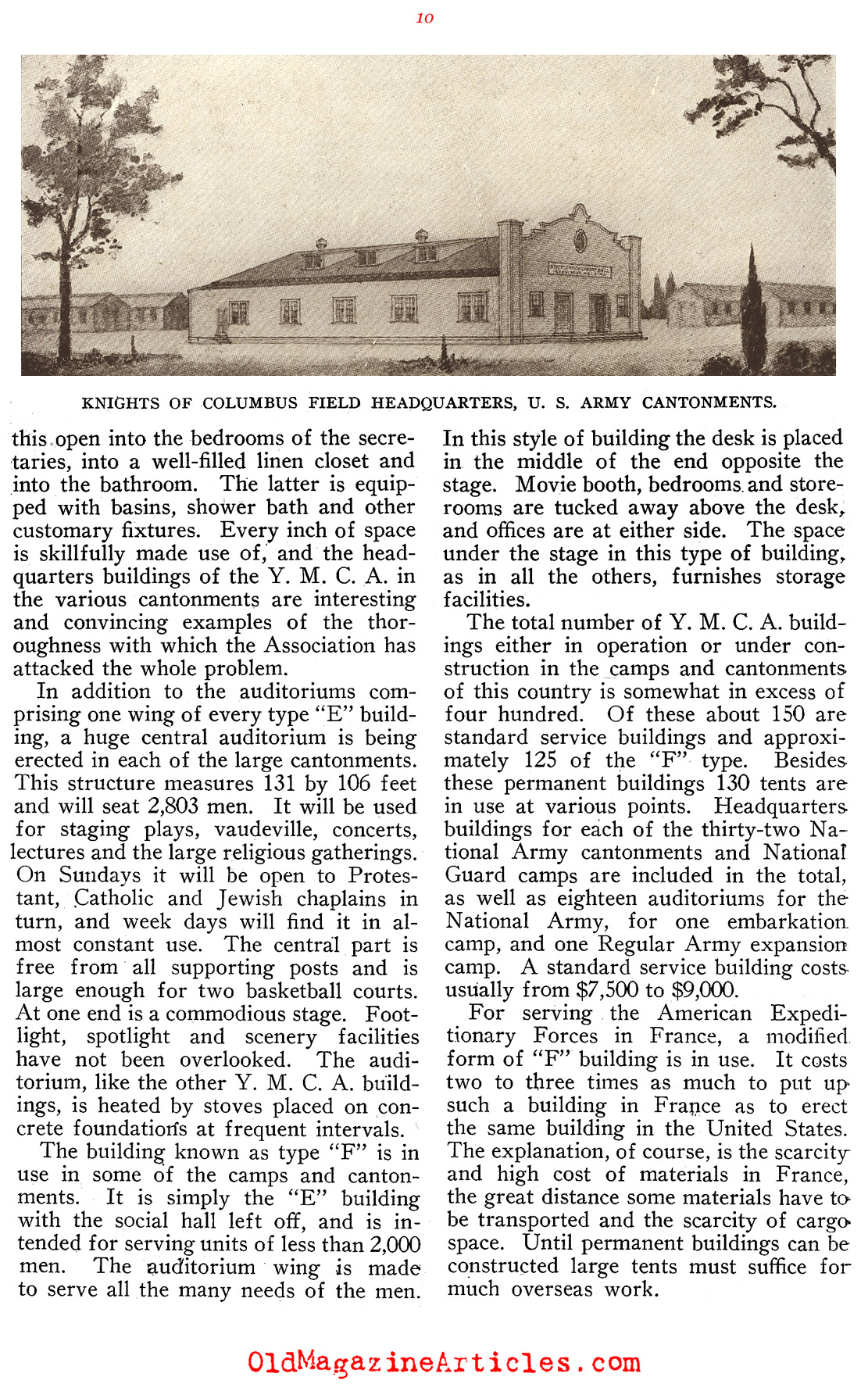 Relief Agency Structures on U.S. Army Camp Grounds (Architectural Record, 1918)