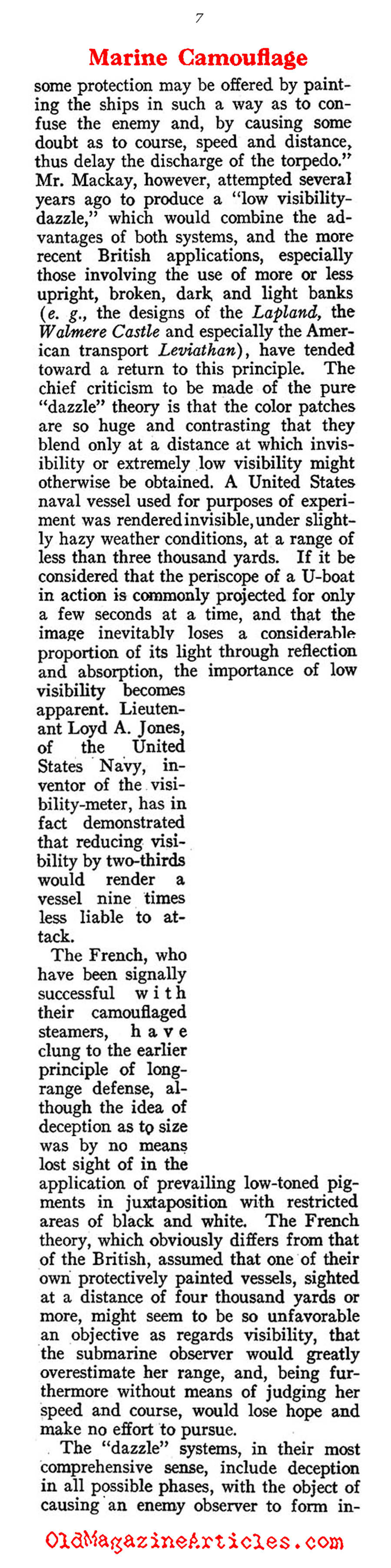 Naval Camouflage of W.W. I (Sea Power Magazine, 1919)