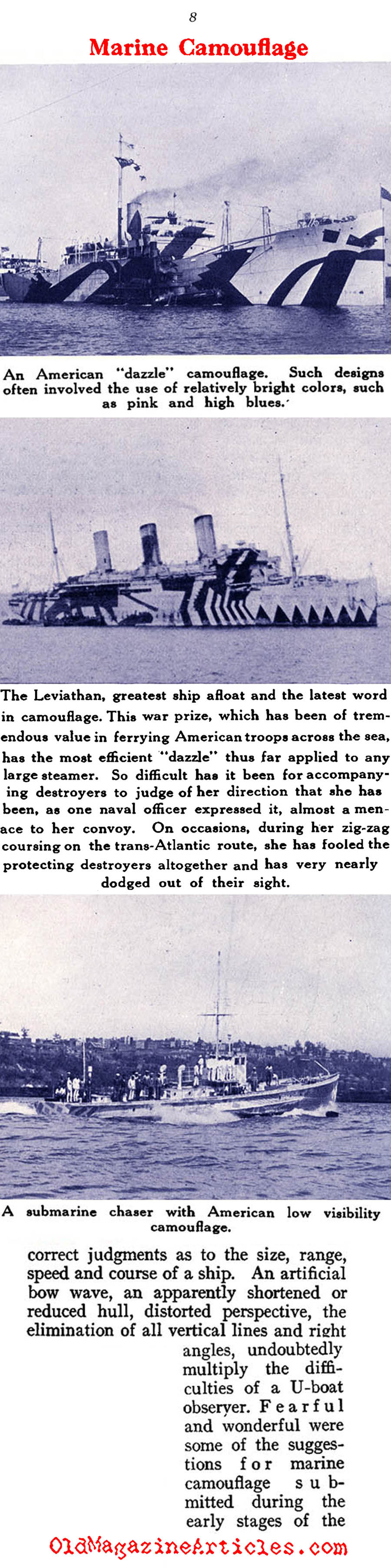 Naval Camouflage of W.W. I (Sea Power Magazine, 1919)