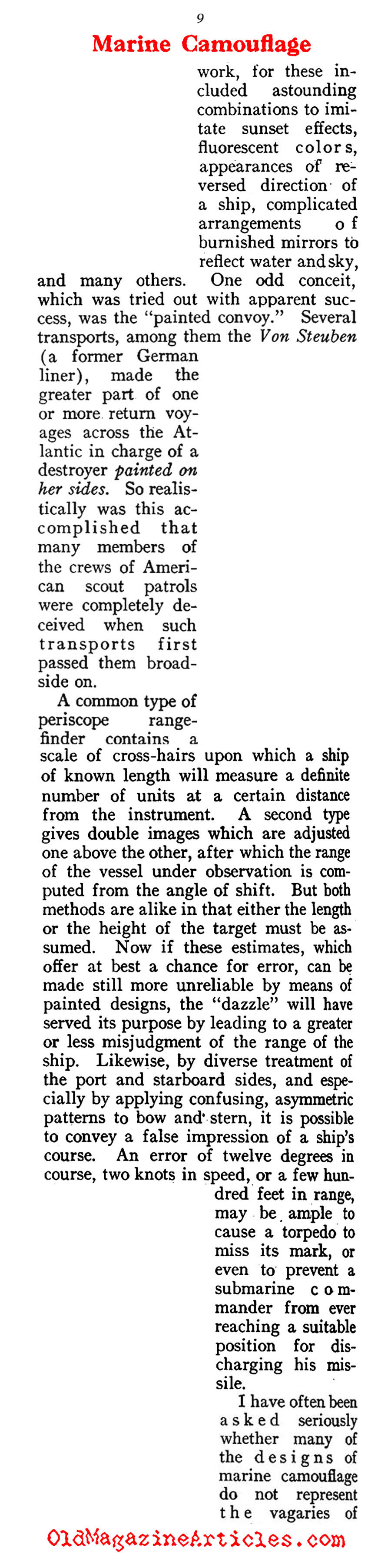 Naval Camouflage of W.W. I (Sea Power Magazine, 1919)