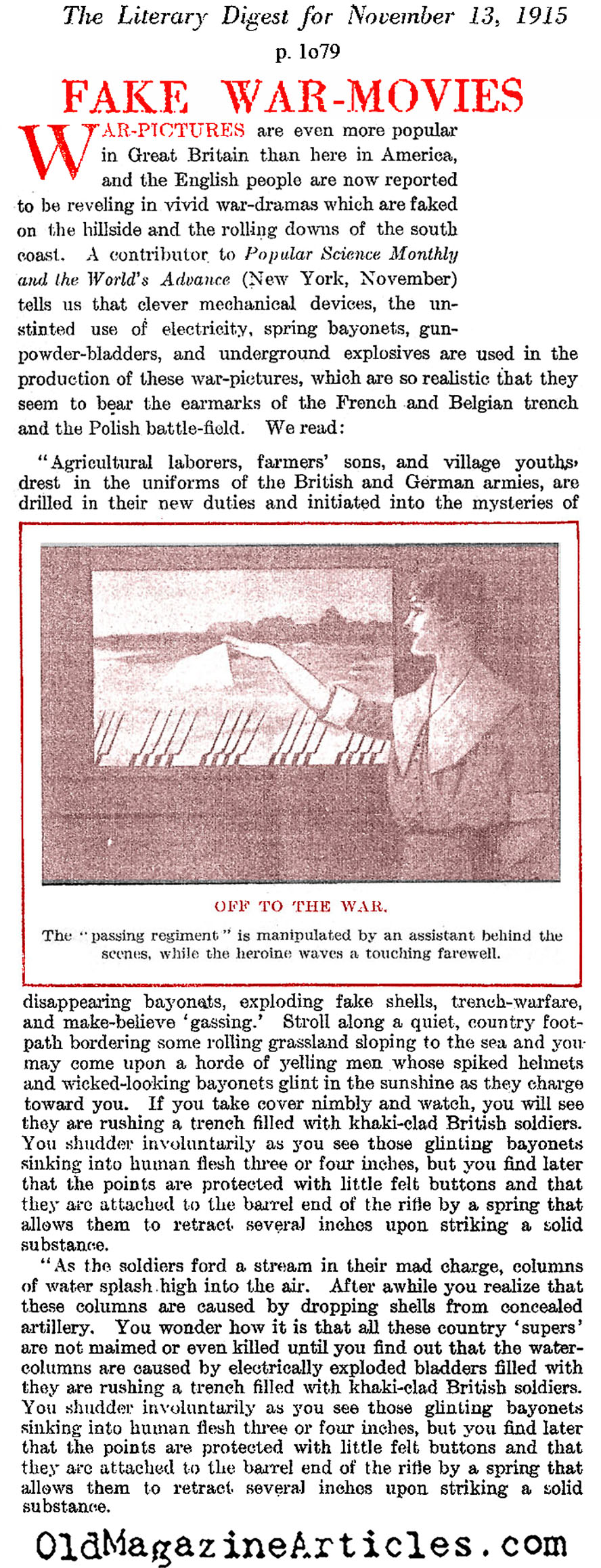 The Popularity of War Movies (Literary Digest, 1915)