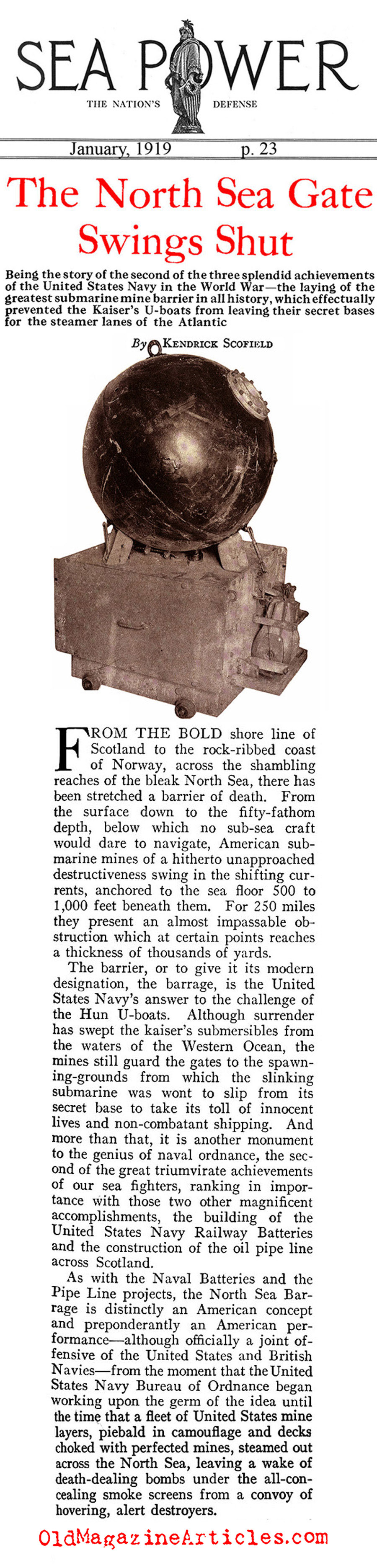 American Naval Mines of W.W. I (Sea Power Magazine, 1919)