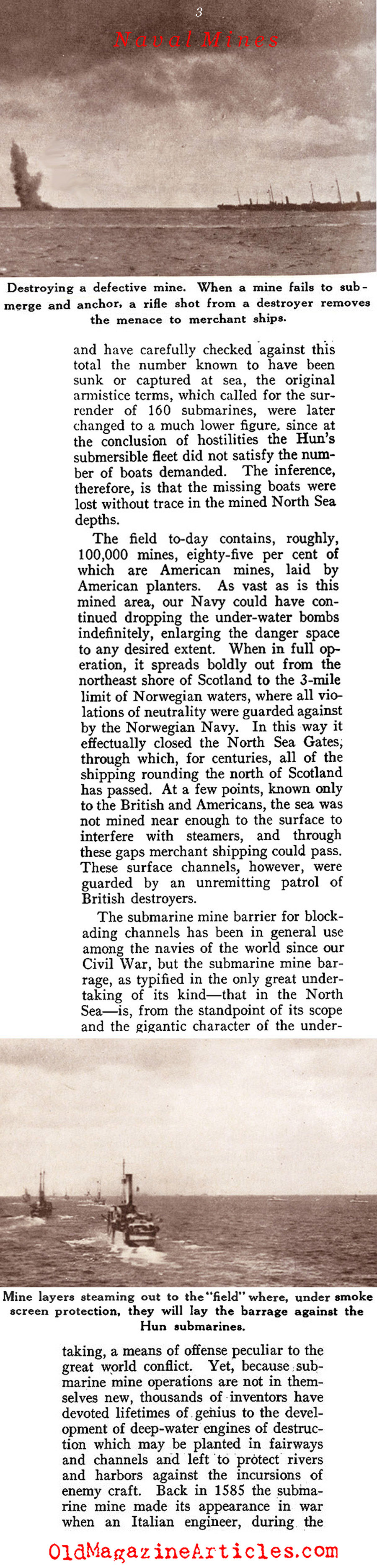 American Naval Mines of W.W. I (Sea Power Magazine, 1919)