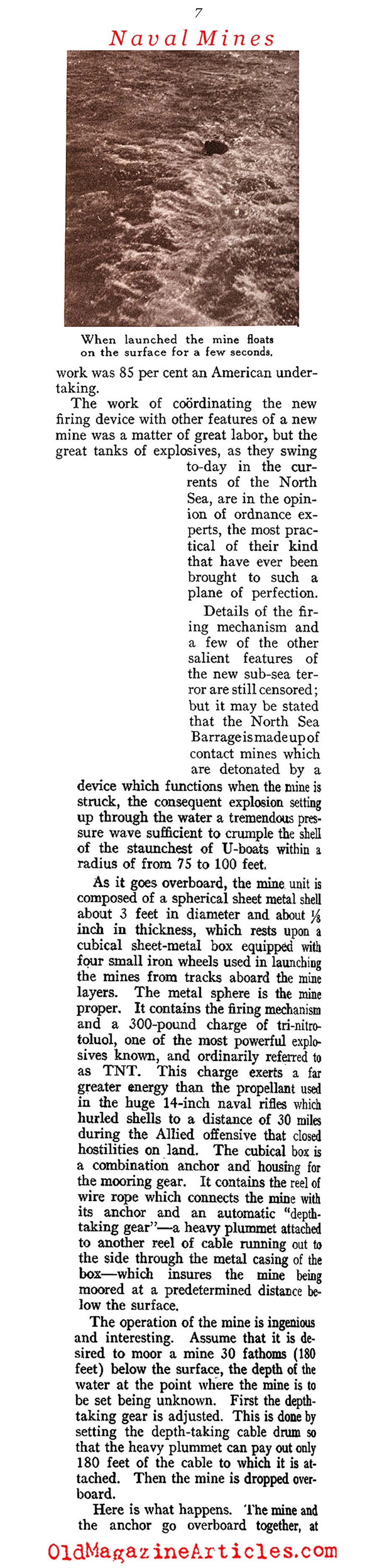 American Naval Mines of W.W. I (Sea Power Magazine, 1919)