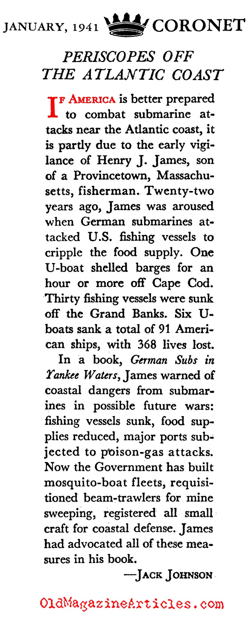 German Submarines in American Waters (Coronet Magazine, 1941)