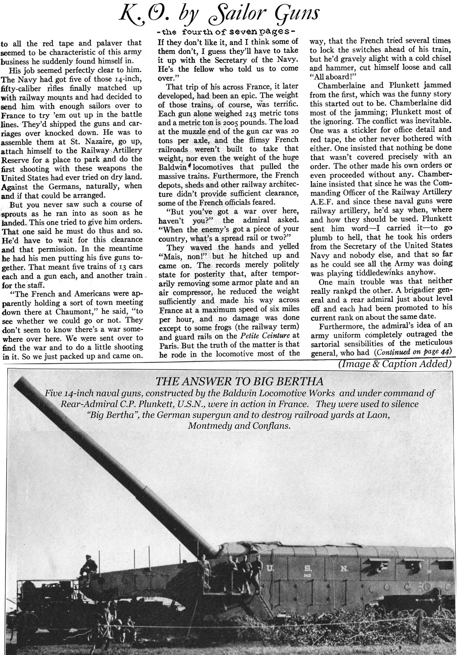 With the Sailor Guns in France (The American Legion Magazine, 1940)