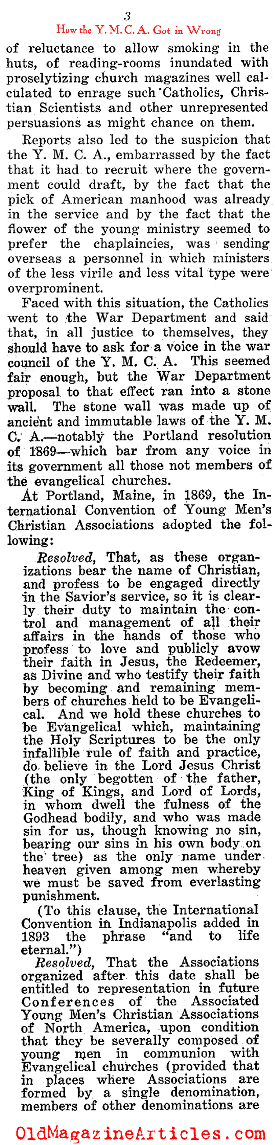 How the YMCA Got it Wrong (The Home Sector, 1919) 