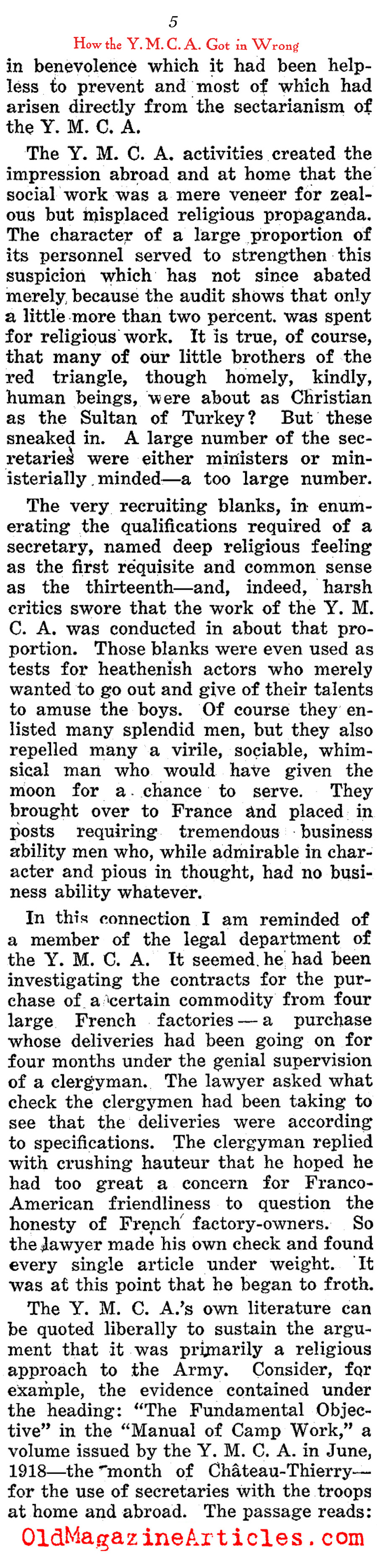 How the YMCA Got it Wrong (The Home Sector, 1919) 