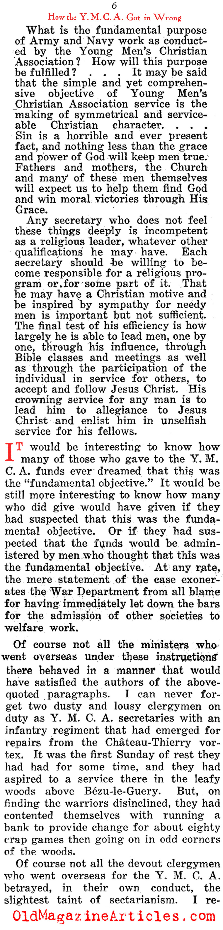 How the YMCA Got it Wrong (The Home Sector, 1919) 