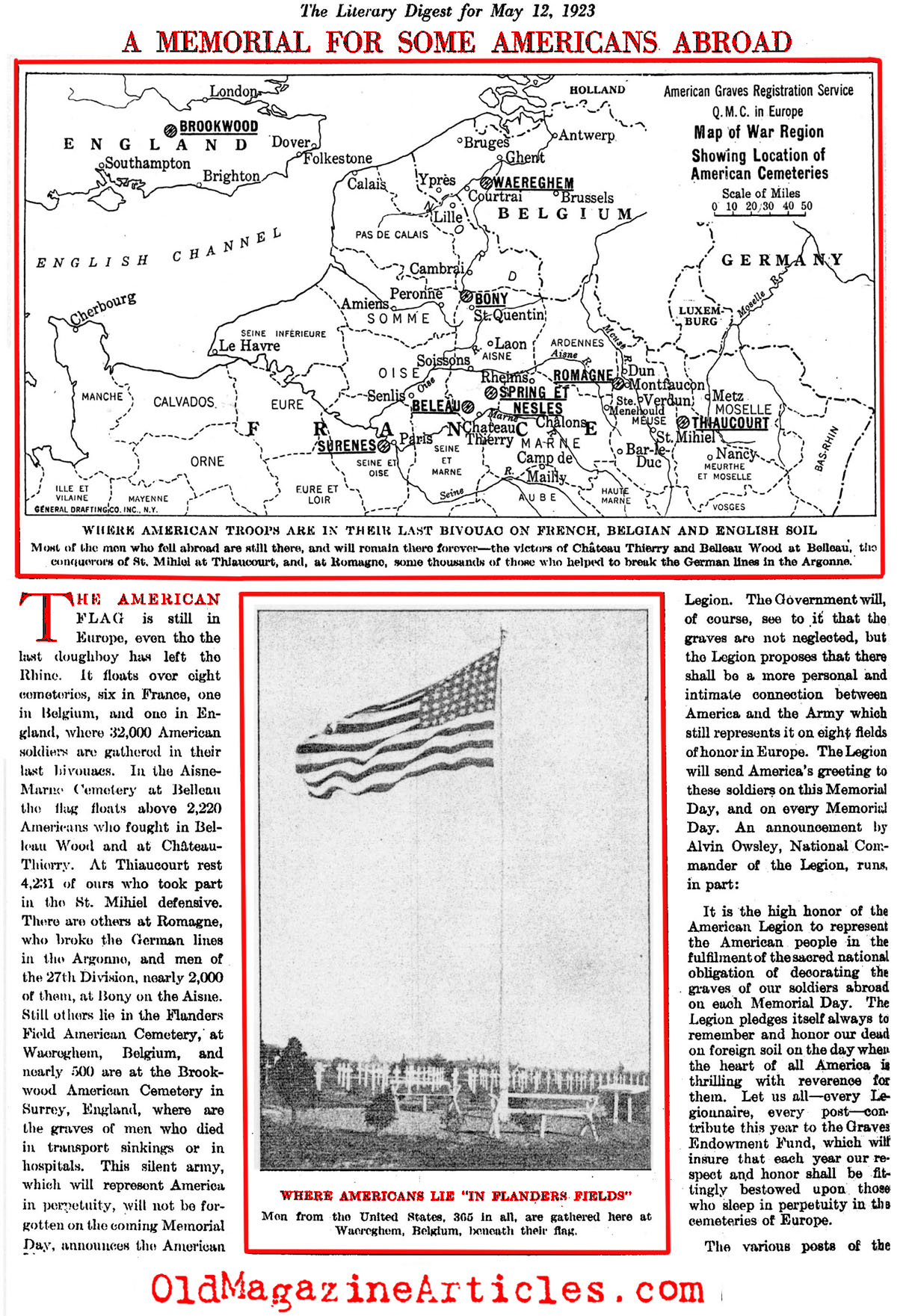 The Eight World War One American Cemeteries (Literary Digest, 1923)