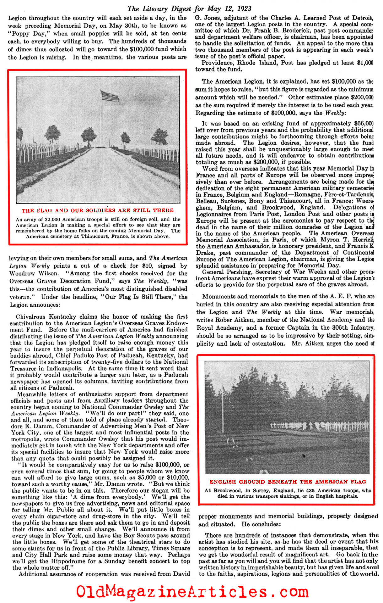 The Eight World War One American Cemeteries (Literary Digest, 1923)