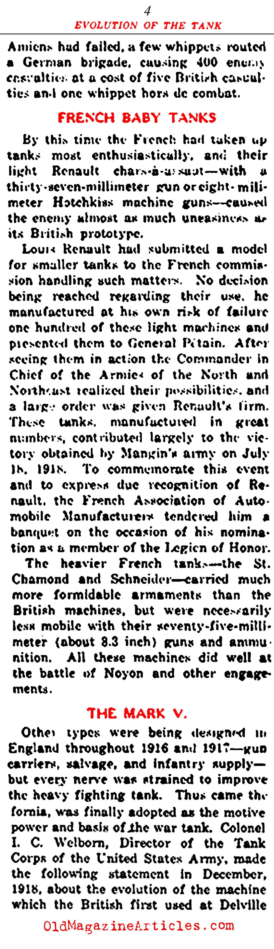 The Evolution of the Tank (NY Times, 1919)