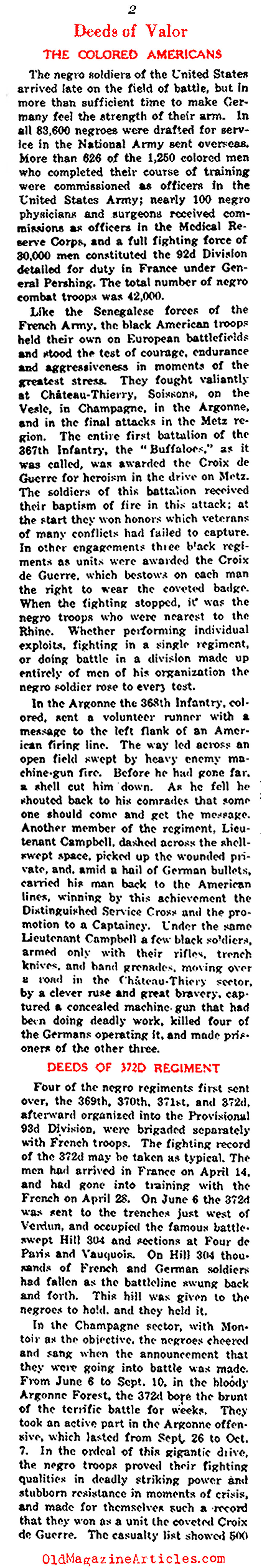 American Blacks Under French Command (NY  Times, 1919)