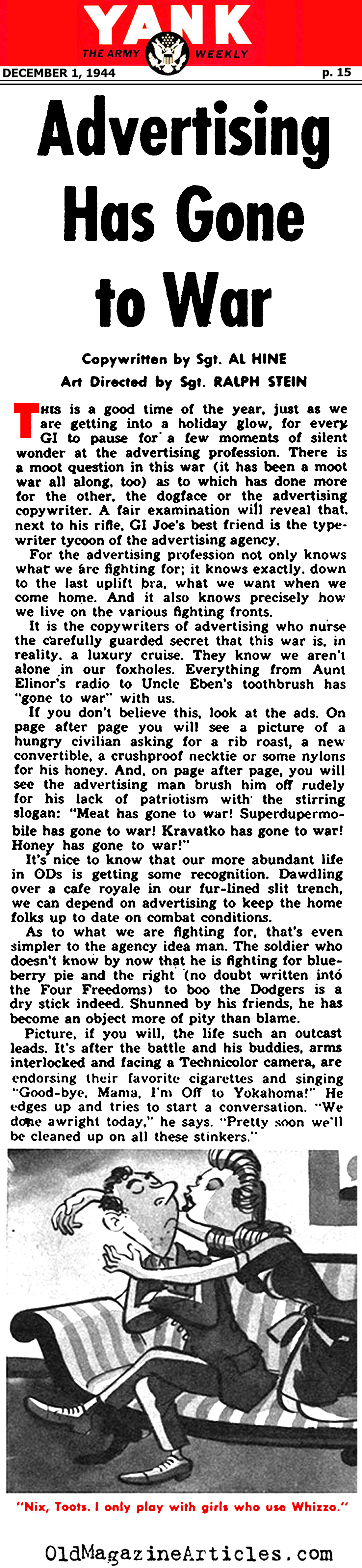 U.S. Advertising During W.W. II (Yank Magazine, 1944)