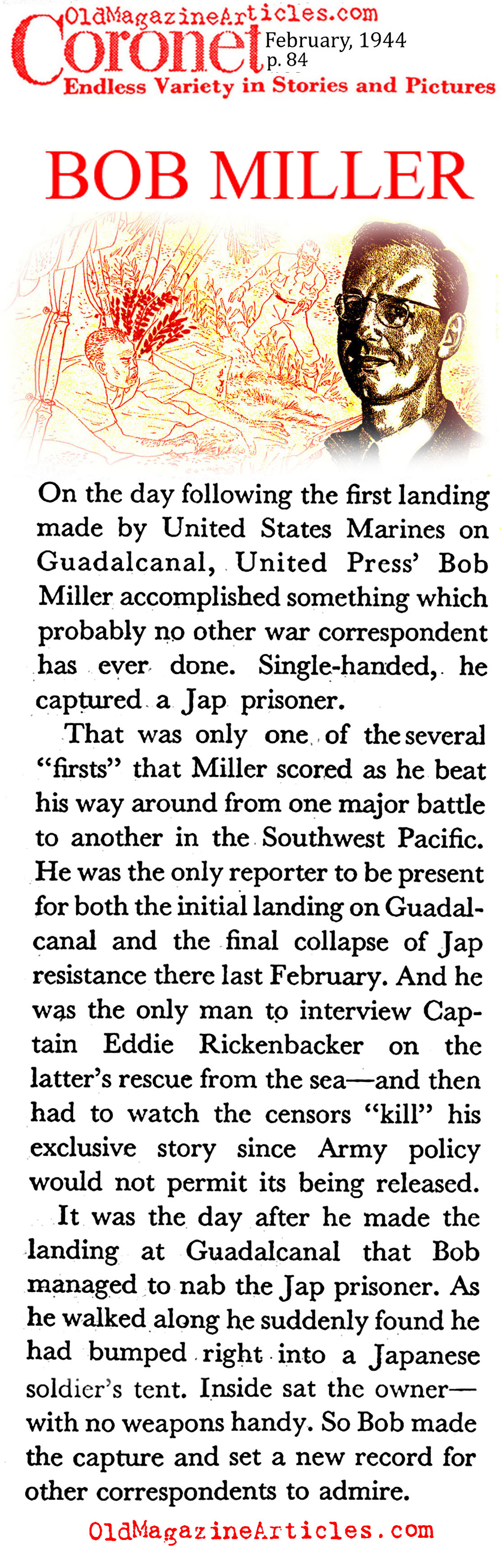 Bob Miller of the United Press (Coronet Magazine, 1944)