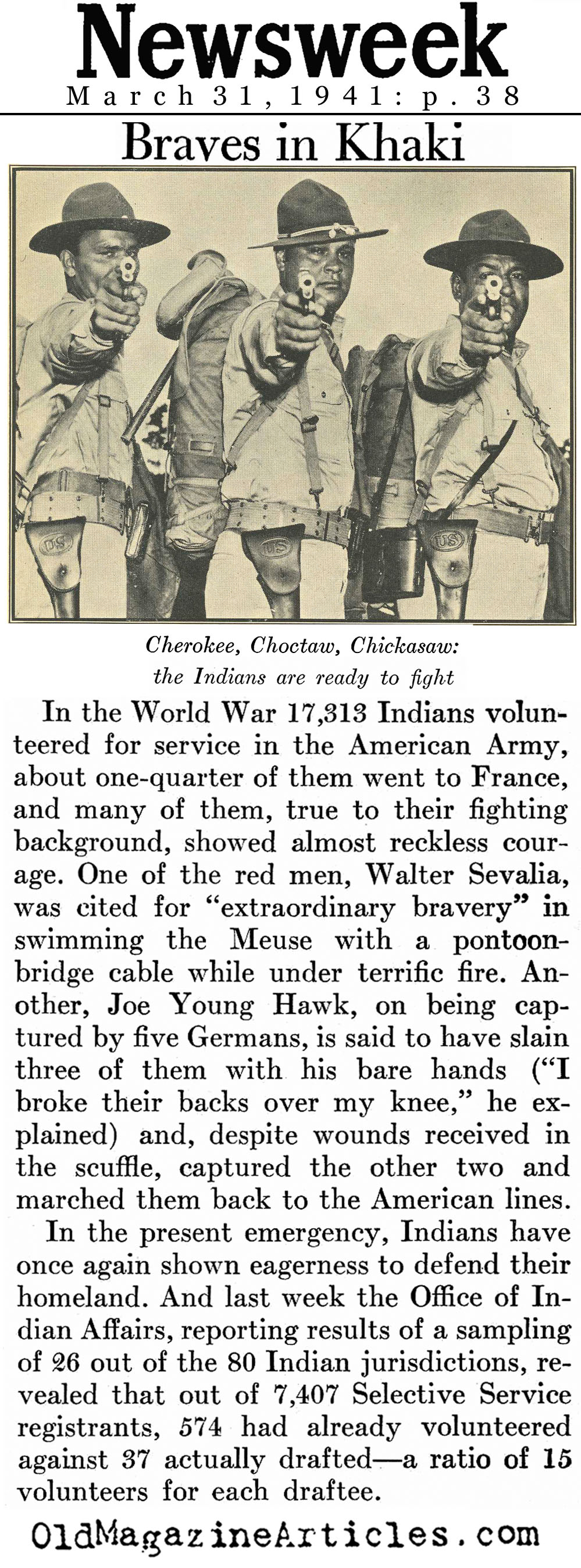 American Indians Step Up - Again (Newsweek Magazine, 1941)
