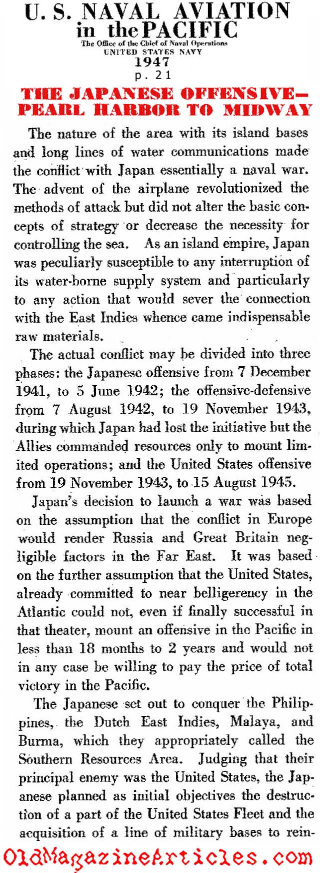 The U.S. Navy's War: Pearl Harbor to Midway (Dept. of the Navy, 1947)