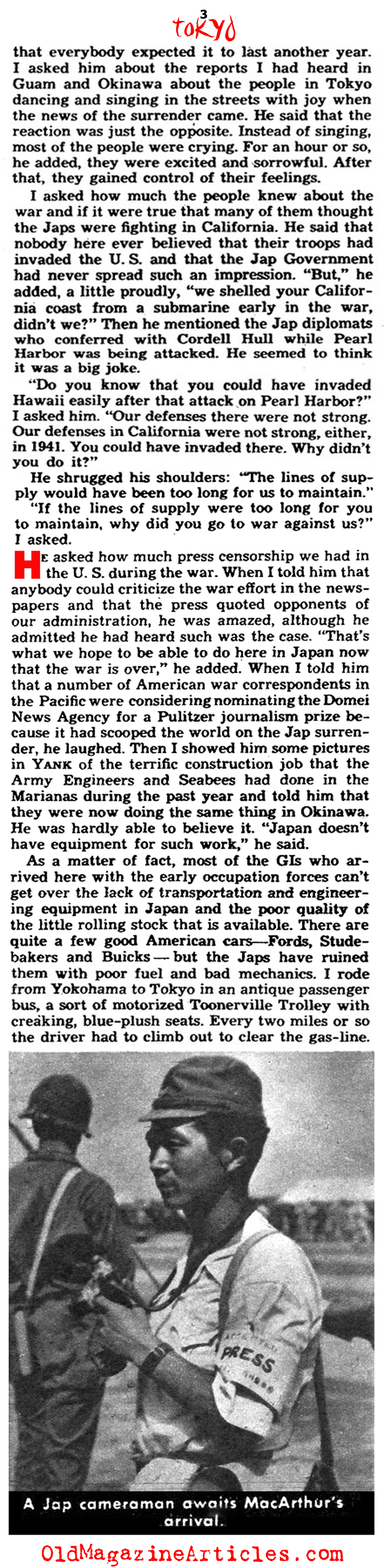 An Eye-Full of Post-War Tokyo (Yank Magazine, 1945)