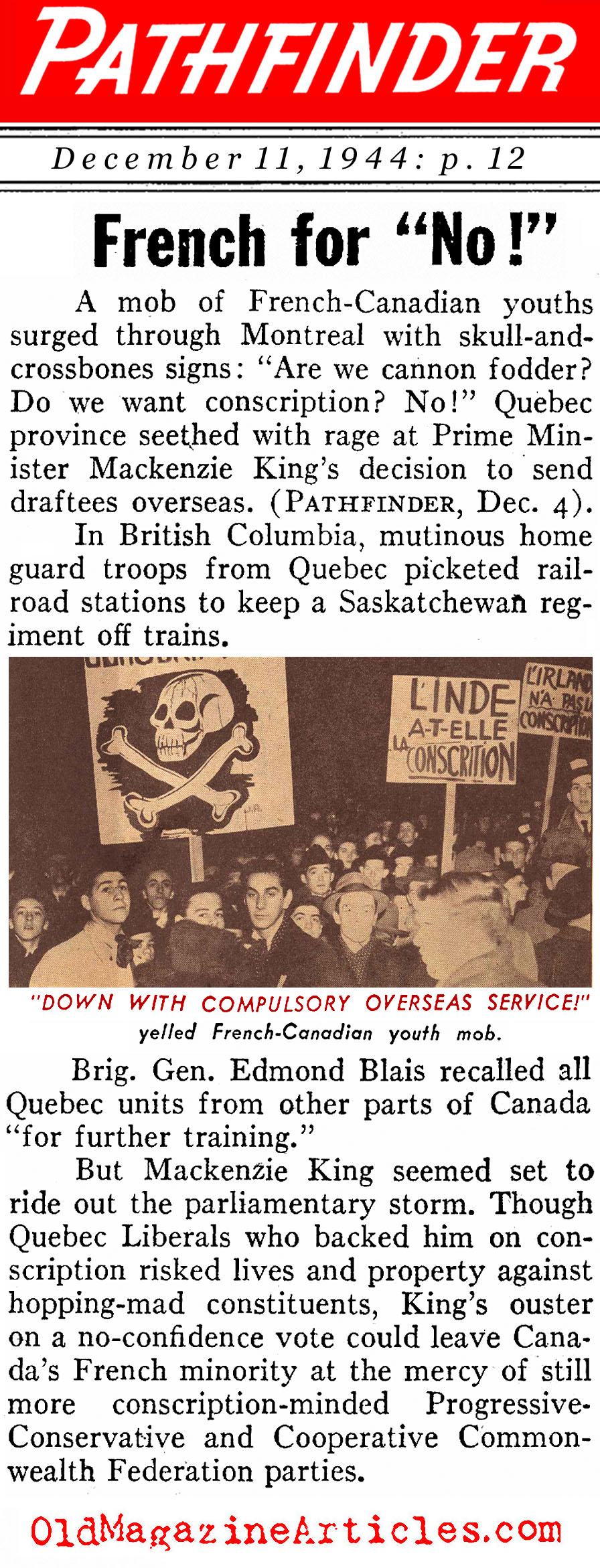 Draft-Resistance In Canada (Pathfinder Magazine, 1944)