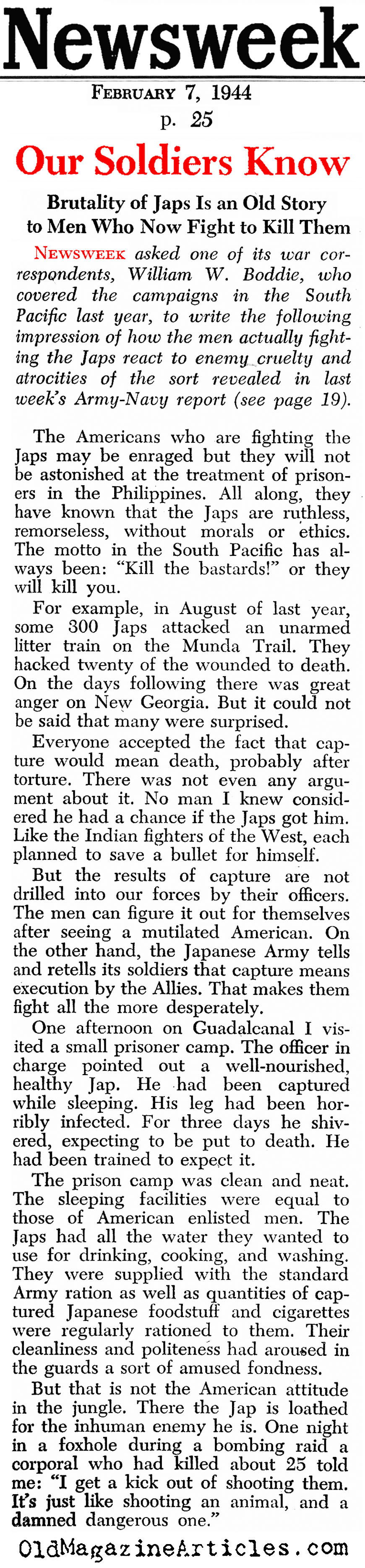 Inhumanity (Newsweek Magazine, 1944)