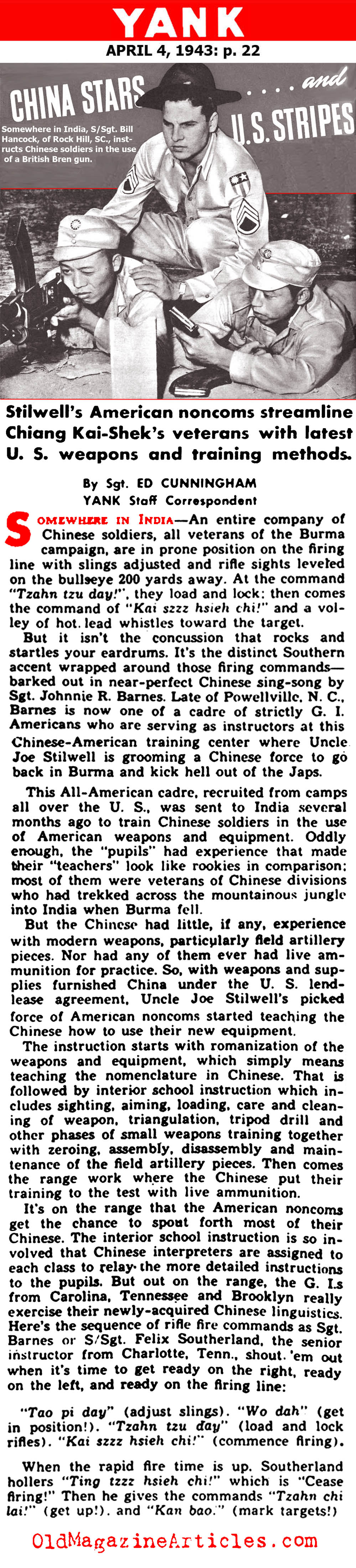  Nationalist Chinese Trained by U.S. Army (Yank Magazine, 1943)