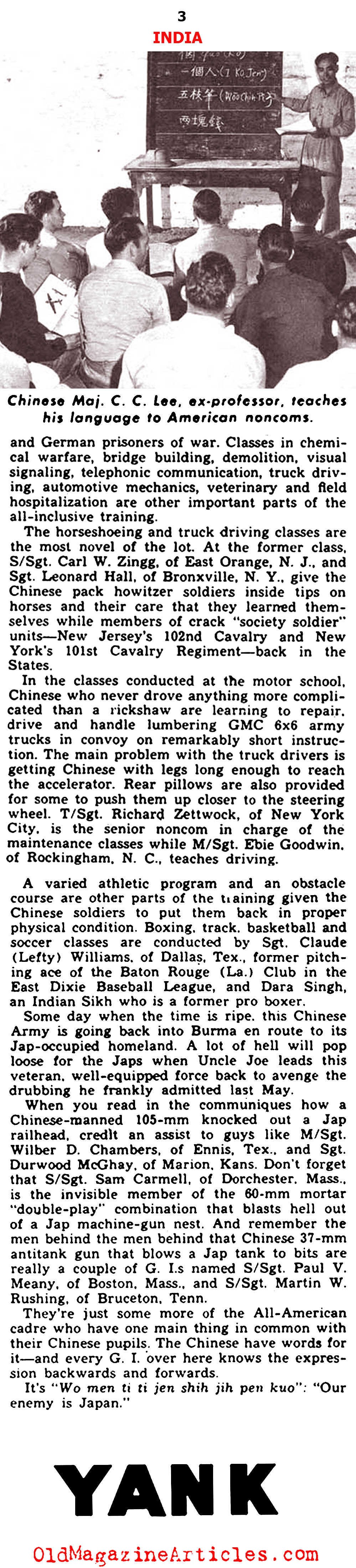  Nationalist Chinese Trained by U.S. Army (Yank Magazine, 1943)