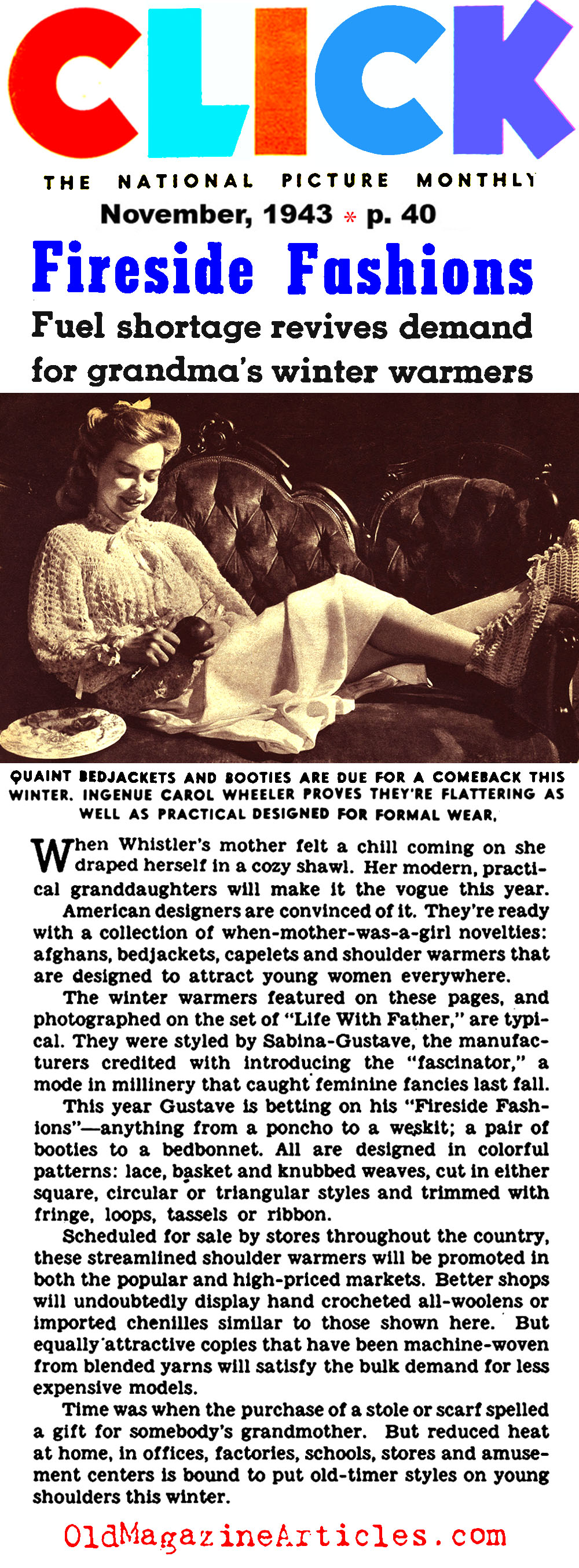 Crochet Made a Come-Back on the W.W. II Fashion Front (Click Magazine, 1943)