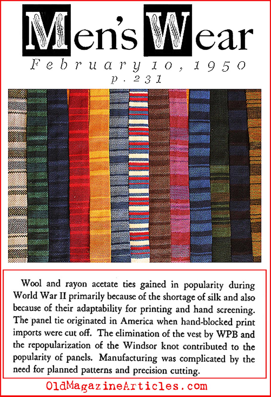 Neckties During the War Years (Men's Wear Magazine, 1950)