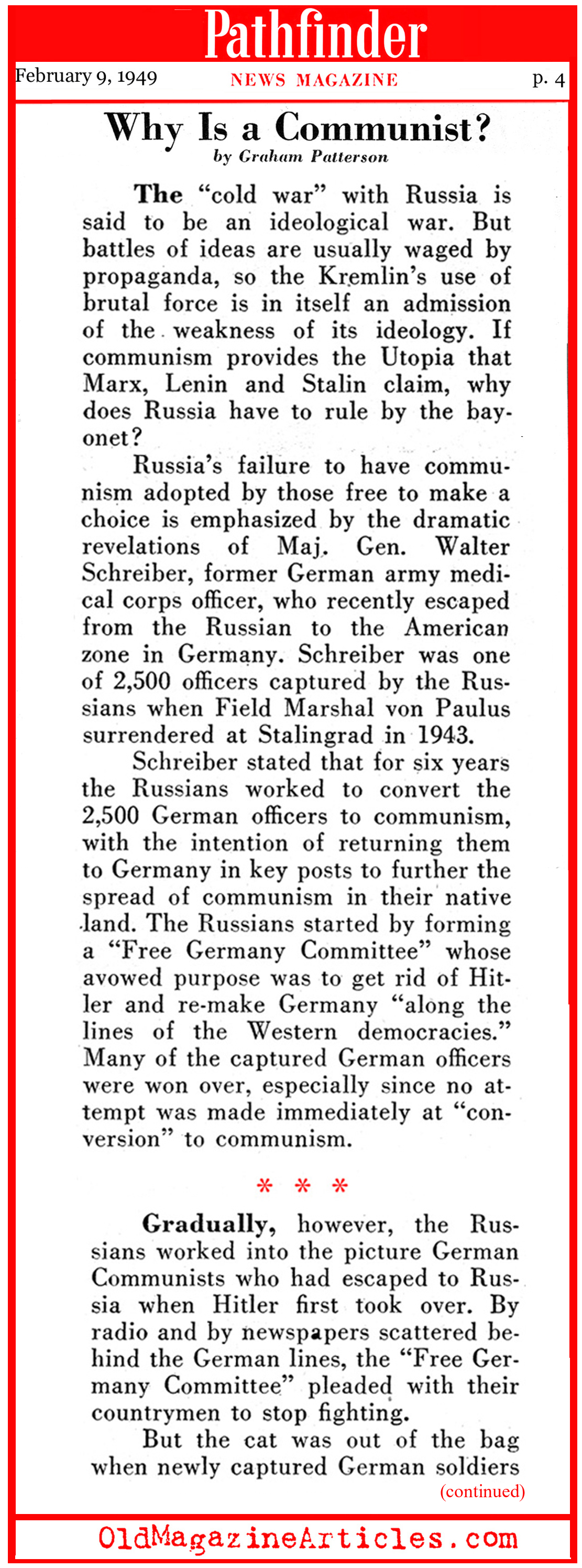 German Prisoners Resisted Soviet Coercion (Pathfinder Magazine, 1949)