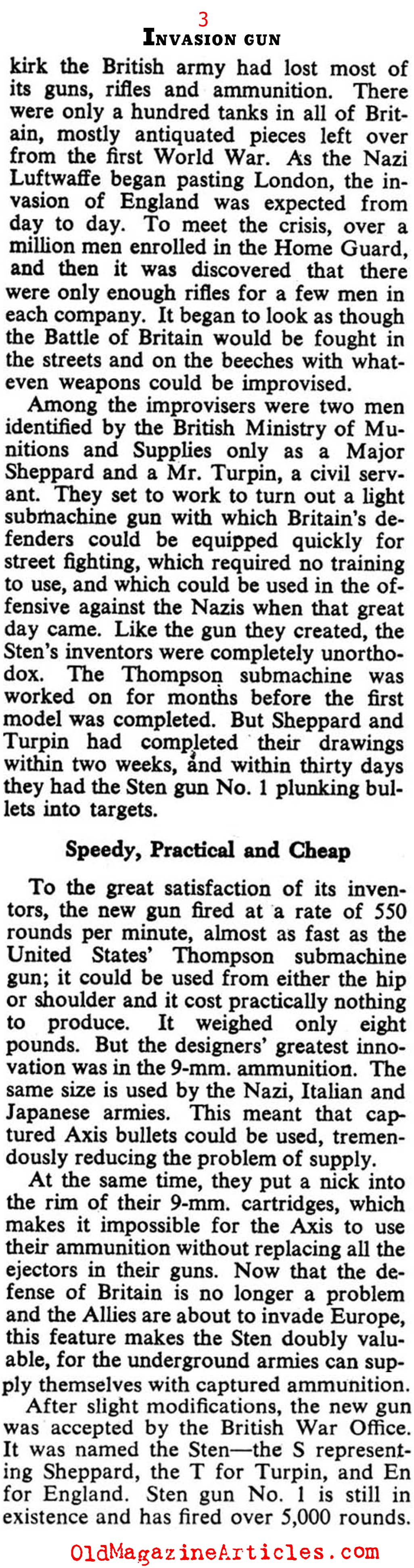 The Sten Gun (Collier's Magazine, 1943)