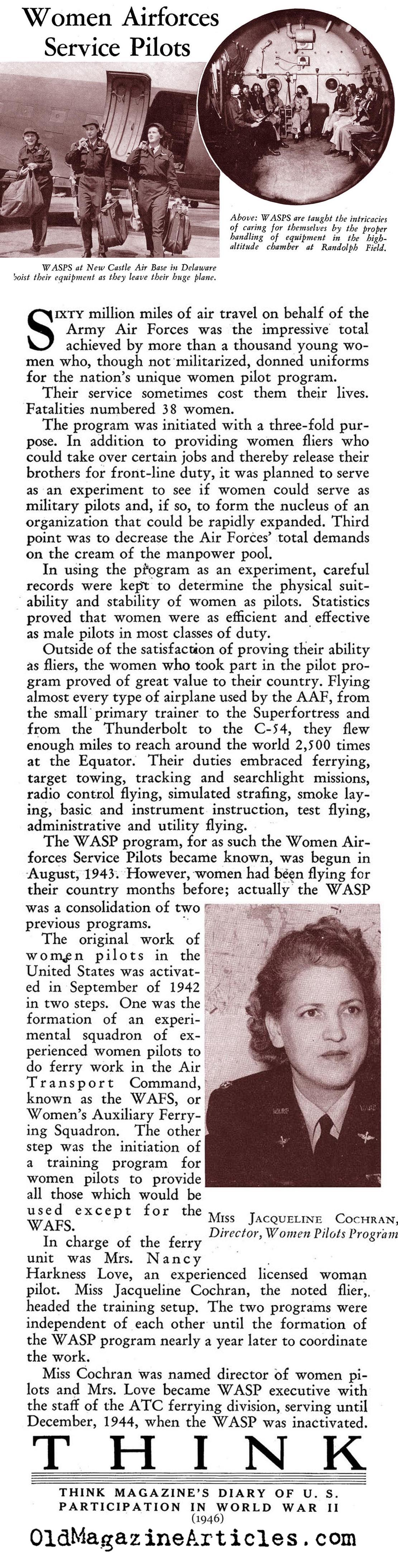 The WASPs (Think  & Newsweek Magazines,  1942, 1946)
