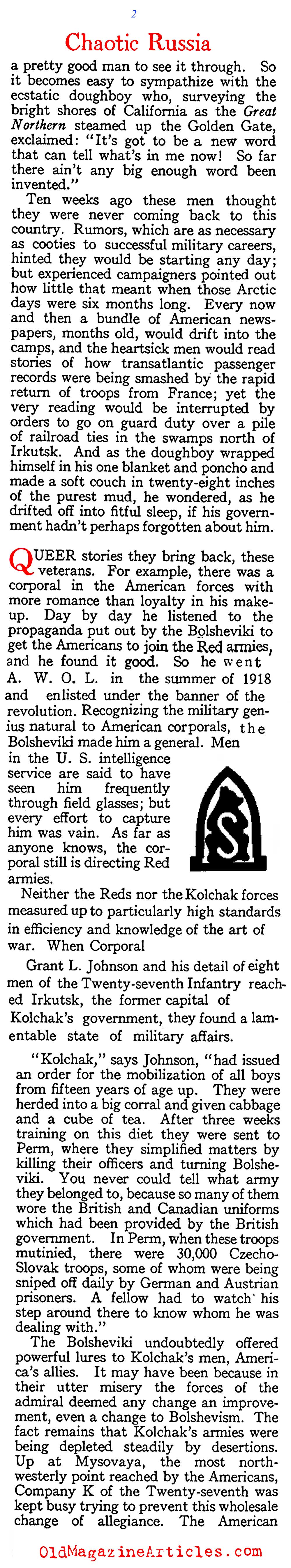 American Soldiers Remember Siberia (American Legion Weekly, 1919)