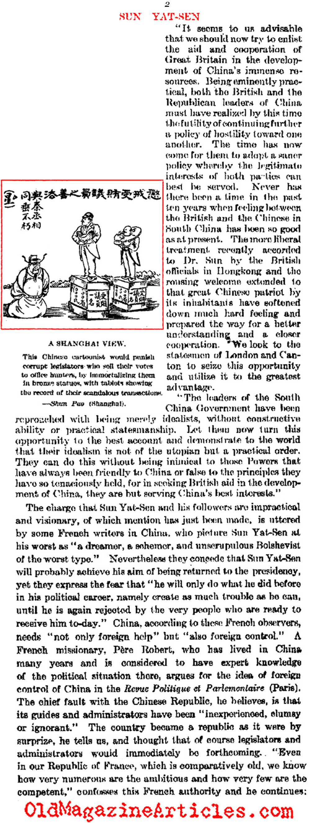 Sun Yat-sen is Returned to Power (Literary Digest, 1923)