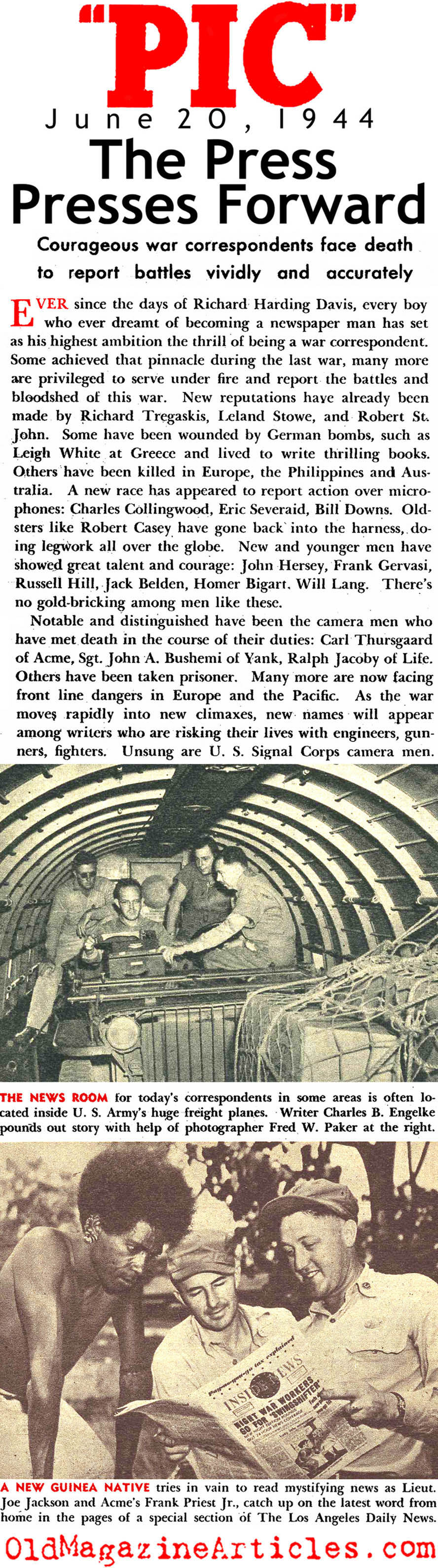More Reports on the War Reporters (Pic Magazine, 1944)