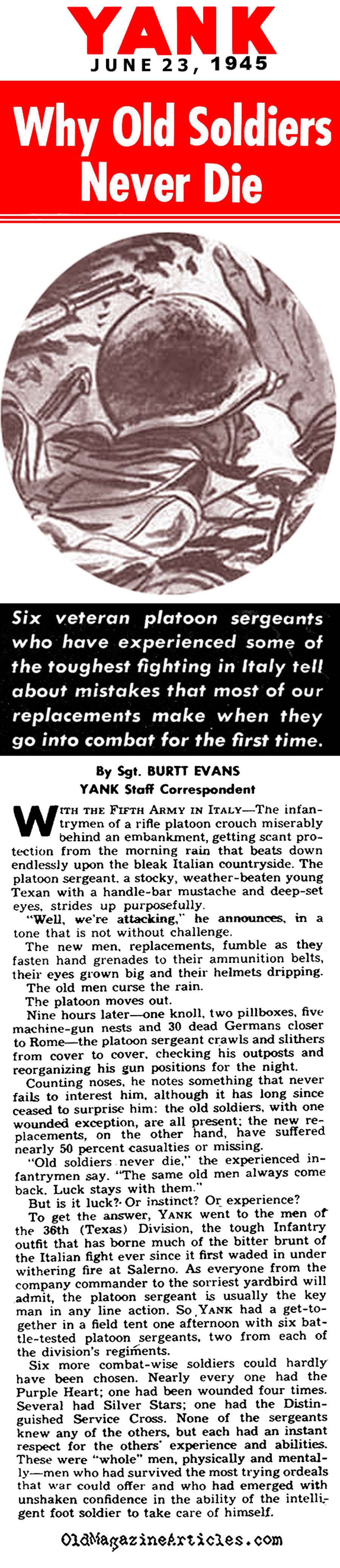 Front-Line Sergeants Talk Combat and Rant About Replacements  (Yank Magazine, 1945)