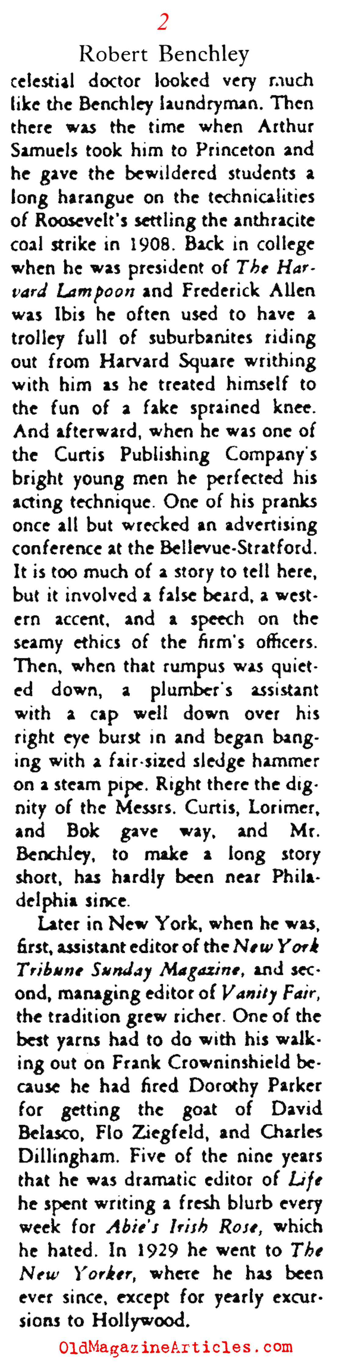  Robert Benchley, Humorist (Stage Magazine, 1934)
