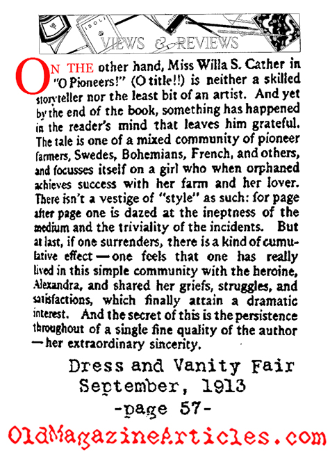 Willa Cather Gets a Bad Review (Vanity Fair, 1913)