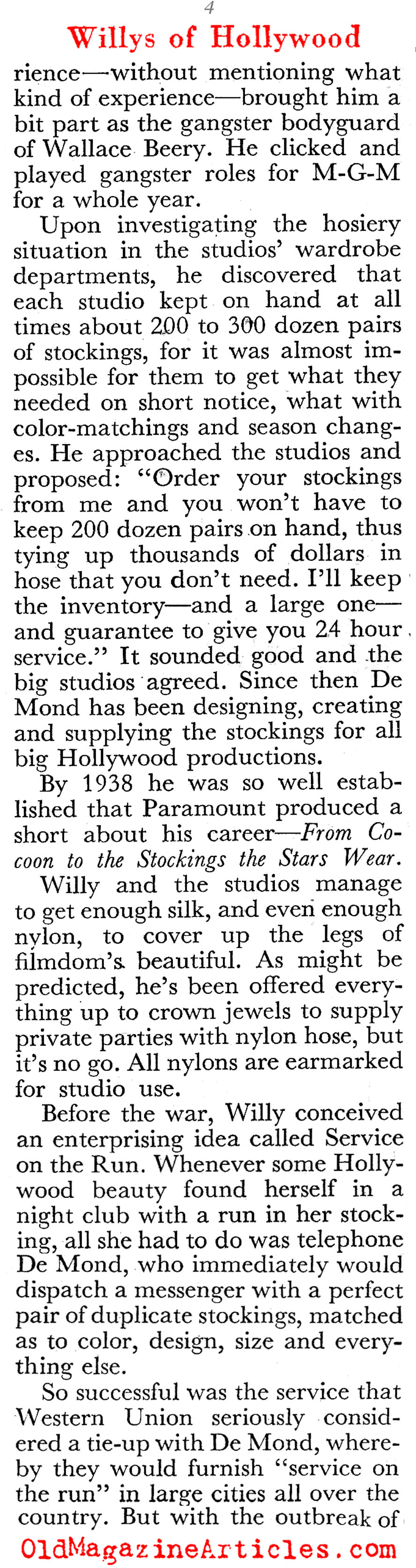 Stockings for Movie Stars (Coronet Magazine, 1944)