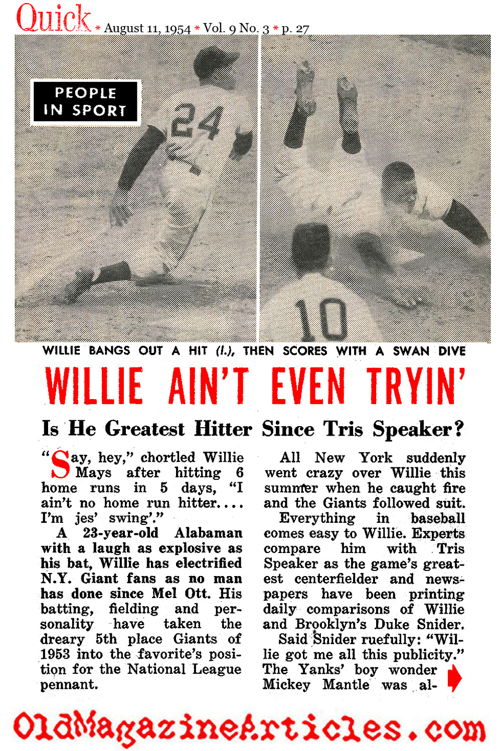 Willie Mays (Quick Magazine, 1954)