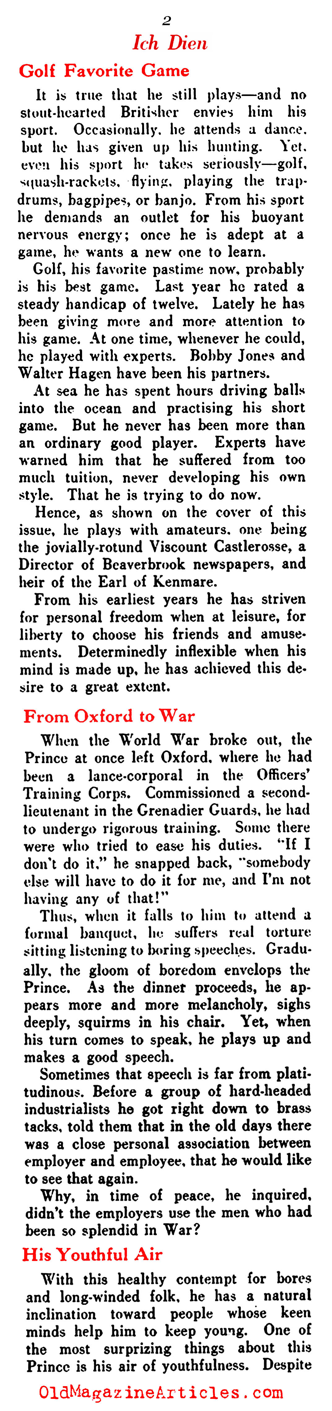 Some Character Traits of Prince Edward (Literary Digest, 1935)